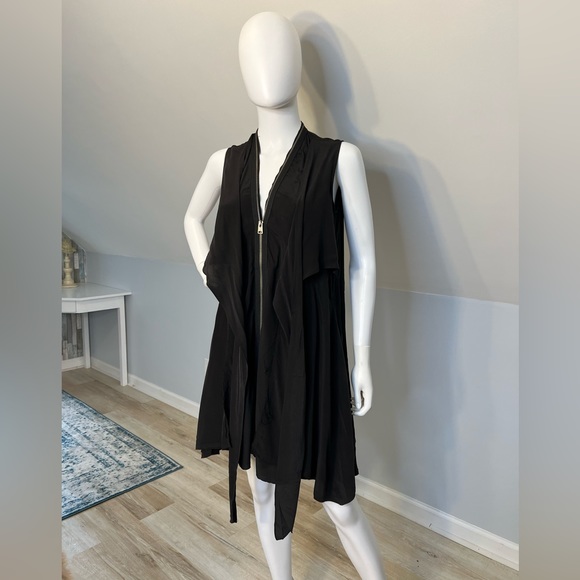 Allsaints Jayda Silk Zip Front Black Dress Size Small BRAND NEW - Picture 2 of 14